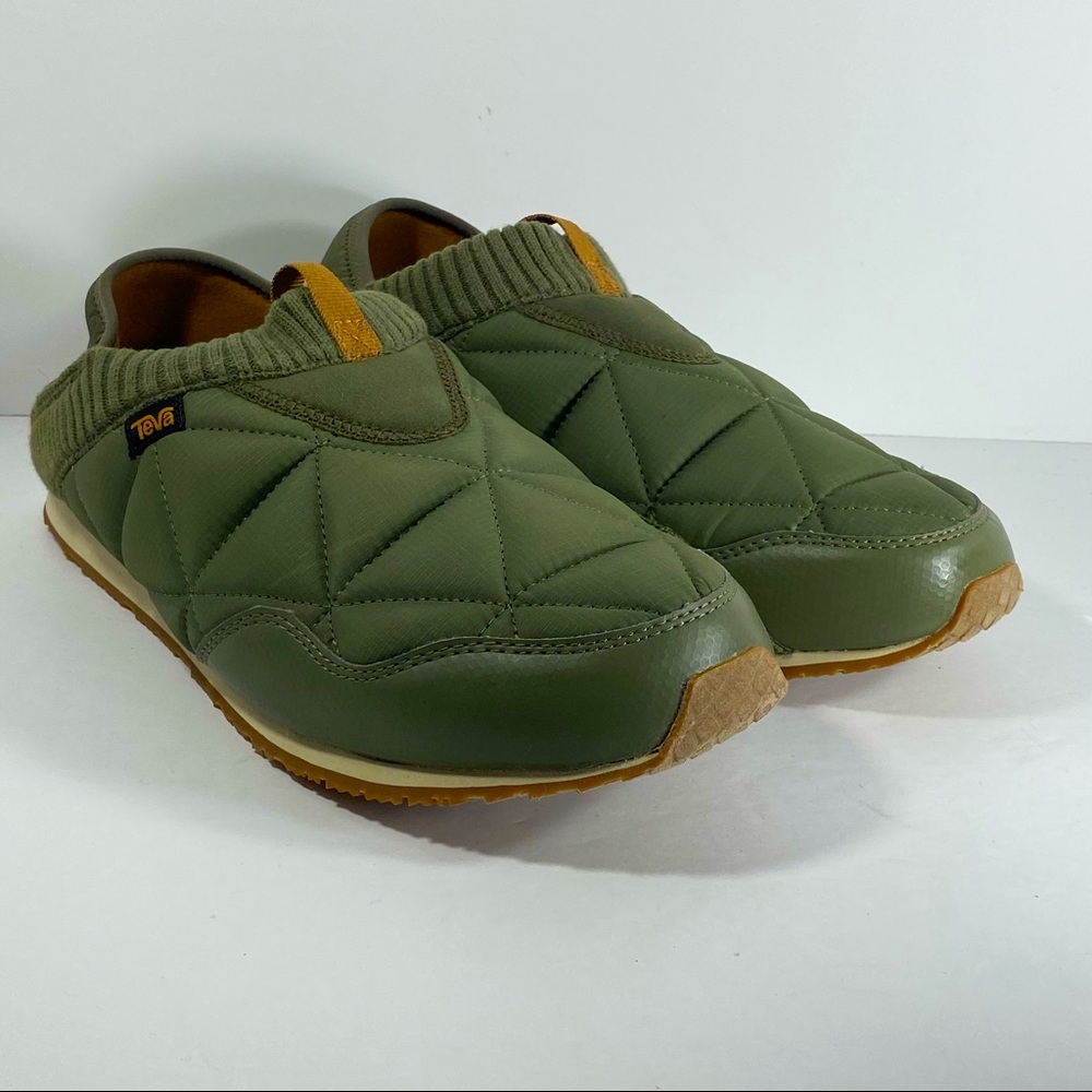 Teva Ember Moc Sneaker Shoes Slip On Comfort Quilted Burnt Olive Green Size 11.